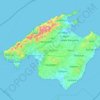 Топографическая карта Mallorca, высота, рельеф