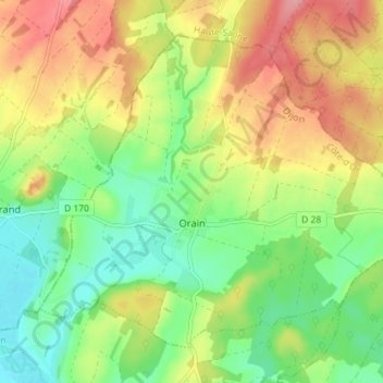 Топографическая карта Орен, высота, рельеф