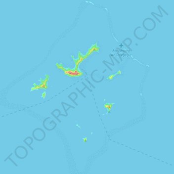 Топографическая карта Îles Gambier, высота, рельеф