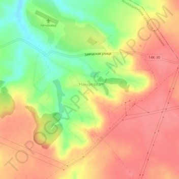 Топографическая карта Нечаевка, высота, рельеф
