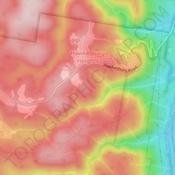 Топографическая карта Hawkesbury Heights, высота, рельеф