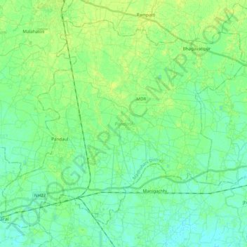 Топографическая карта Pandaul, высота, рельеф