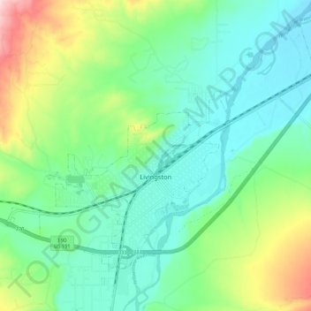 Топографическая карта Livingston, высота, рельеф