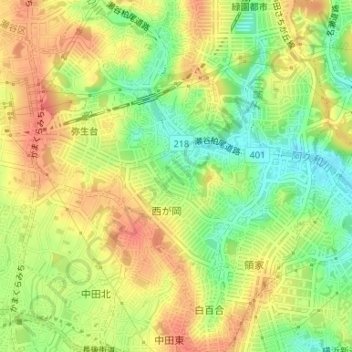 Топографическая карта 桂坂, высота, рельеф