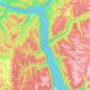Топографическая карта Телецкое озеро, высота, рельеф