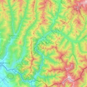 Топографическая карта Рахівська міська громада, высота, рельеф