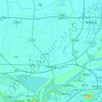 Топографическая карта 大桥街道, высота, рельеф