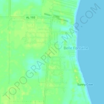 Топографическая карта Belle Fontaine, высота, рельеф
