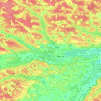 Топографическая карта Чурапчинский наслег, высота, рельеф