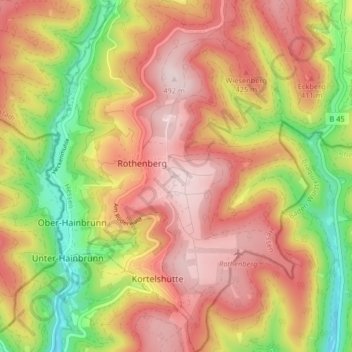 Топографическая карта Rothenberg, высота, рельеф