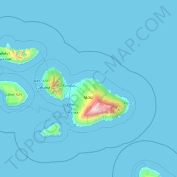 Топографическая карта Maui County, высота, рельеф