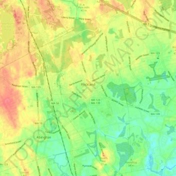 Топографическая карта Rockland, высота, рельеф