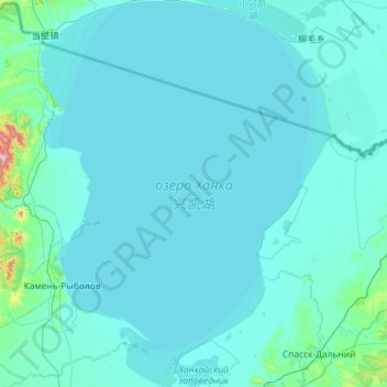 Топографическая карта озеро Ханка, высота, рельеф