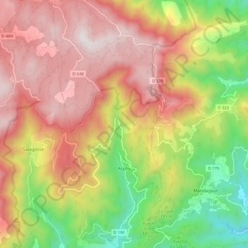 Топографическая карта Arphy, высота, рельеф