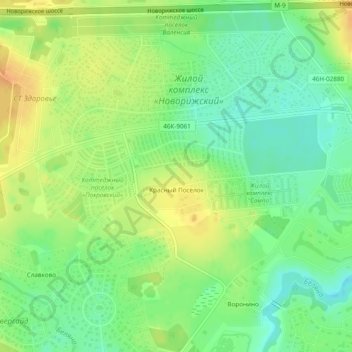 Топографическая карта Красный Посёлок, высота, рельеф