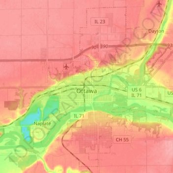 Топографическая карта Ottawa, высота, рельеф
