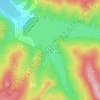 Топографическая карта Загорское водохранилище, высота, рельеф