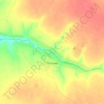 Топографическая карта Потьма, высота, рельеф
