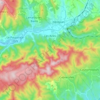 Топографическая карта Les Aires, высота, рельеф