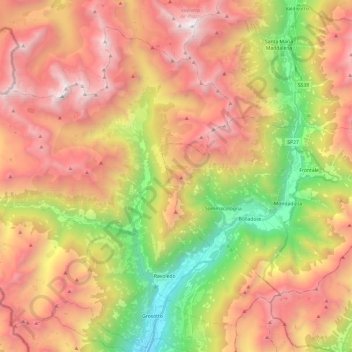 Топографическая карта Grosio, высота, рельеф