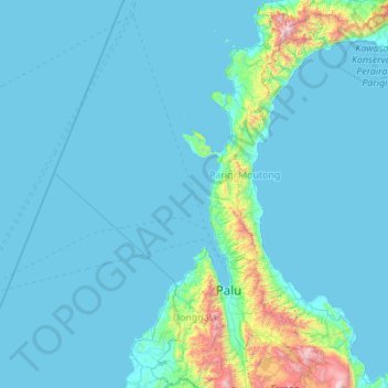Топографическая карта Donggala Regency, высота, рельеф