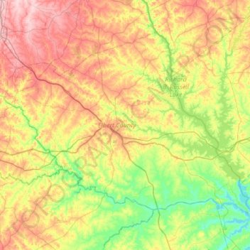 Топографическая карта Elbert County, высота, рельеф