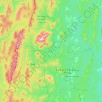 Топографическая карта Североуральский городской округ, высота, рельеф