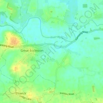 Топографическая карта Great Eccleston, высота, рельеф