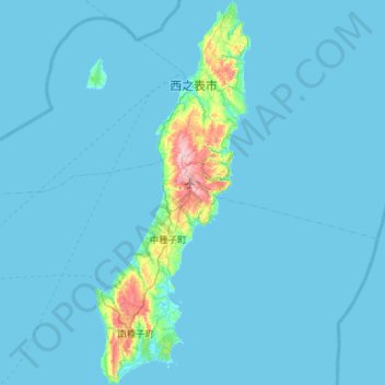 Топографическая карта 種子島, высота, рельеф