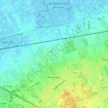 Топографическая карта Varsenare, высота, рельеф