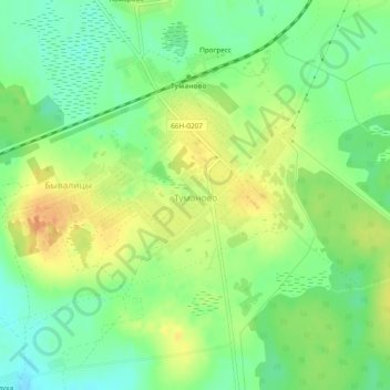 Топографическая карта Туманово, высота, рельеф