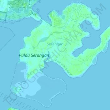 Топографическая карта Serangan, высота, рельеф