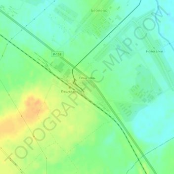 Топографическая карта Пешелань, высота, рельеф