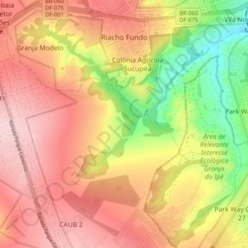 Топографическая карта Riacho Fundo, высота, рельеф