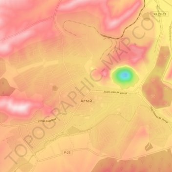 Топографическая карта Алтай, высота, рельеф