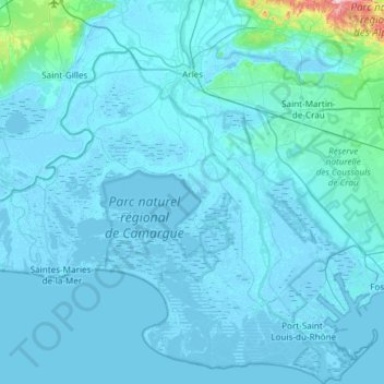 Топографическая карта Arles, высота, рельеф