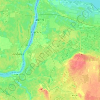 Топографическая карта Кировское городское поселение, высота, рельеф