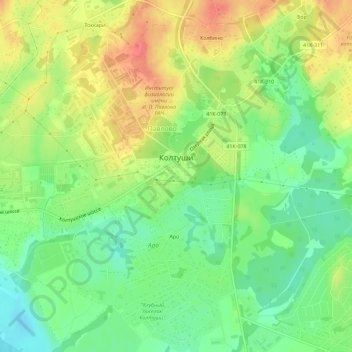 Топографическая карта Колтуши, высота, рельеф