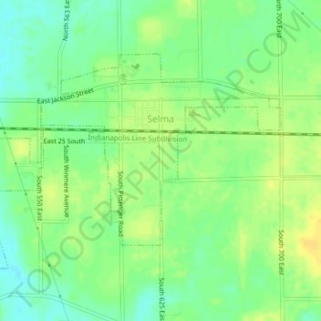 Топографическая карта Selma, высота, рельеф