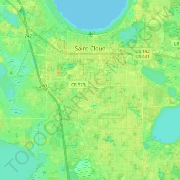 Топографическая карта Saint Cloud, высота, рельеф