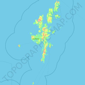 Топографическая карта Shetland, высота, рельеф