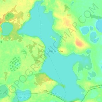 Топографическая карта озеро Треустан, высота, рельеф