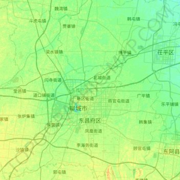 Топографическая карта Dongchangfu District, высота, рельеф