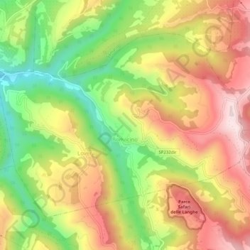 Топографическая карта Bonvicino, высота, рельеф