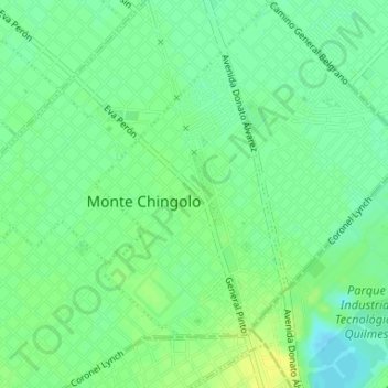 Топографическая карта Monte Chingolo, высота, рельеф