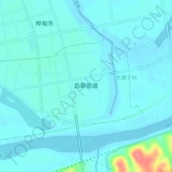 Топографическая карта Qixin Subdistrict, высота, рельеф
