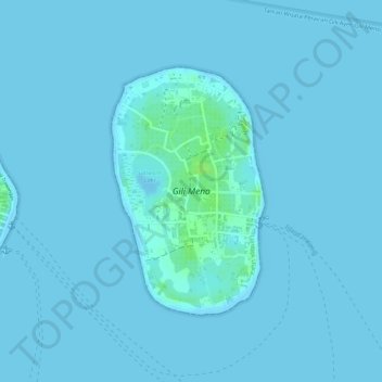 Топографическая карта Gili Meno, высота, рельеф