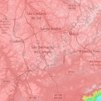 Топографическая карта Santo André, высота, рельеф