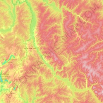 Топографическая карта Барзас, высота, рельеф