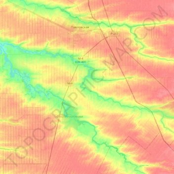 Топографическая карта Тихонькая, высота, рельеф